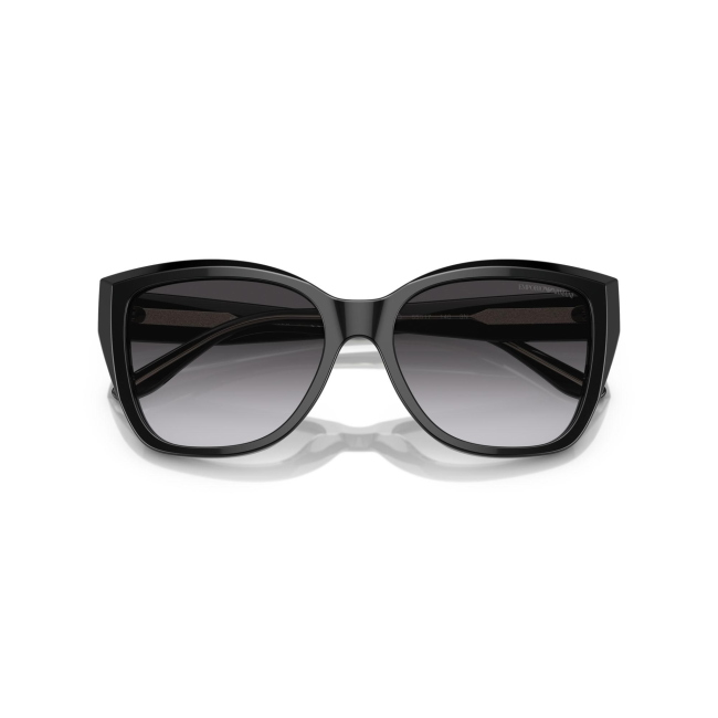 Emporio Armani EA 4198 col. 5017/8G è un occhiale da sole da donna in acetato nero lucido, dalla forma cat eye e calibro 55.