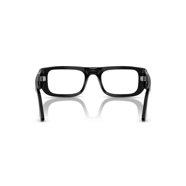 Persol PO 3362-V WES col. 95 è una montatura da vista da donna in acetato nero lucido, dalla forma pillow e calibro 52.