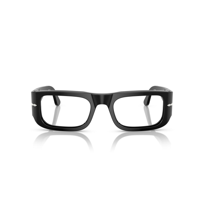 Persol PO 3362-V WES col. 95 è una montatura da vista da donna in acetato nero lucido, dalla forma pillow e calibro 52.