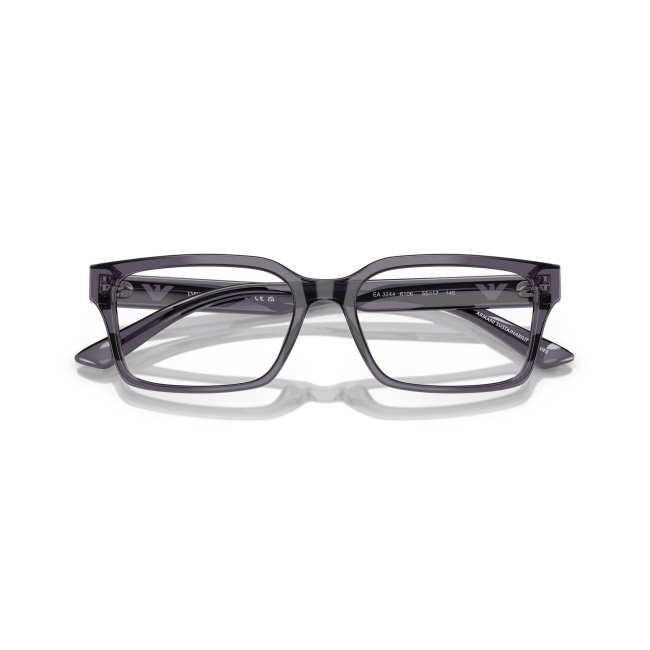 Emporio Armani EA 3244 col. 6106 è una montatura da vista in acetato grigia scura trasparente e calibro 55.