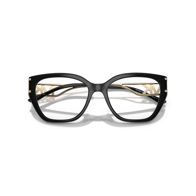 MICHAEL KORS MK 4140U col. 3005 è una montatura da vista da donna in acetato nero rifiniture oro, dalla forma squadrata e calibro 54.