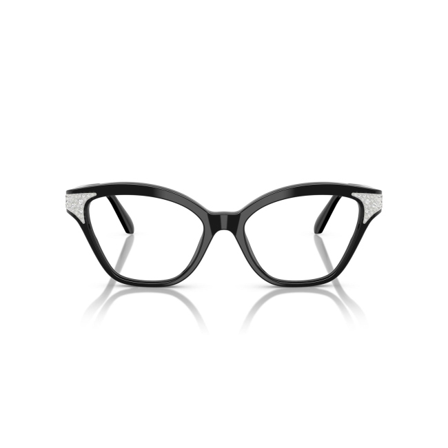 Swarovski SK 2029 col. 1001 è una montatura da vista da donna in acetato nero, dalla forma cat eye e calibro 52.
