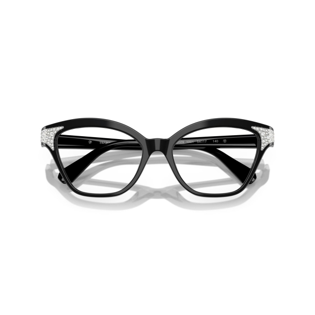 Swarovski SK 2029 col. 1001 è una montatura da vista da donna in acetato nero, dalla forma cat eye e calibro 52.
