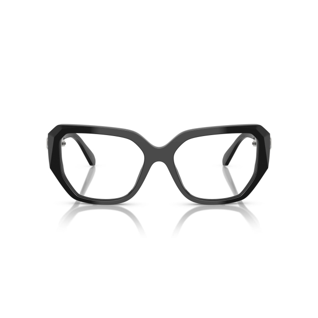 Swarovski SK 2035 col. 1001 è una montatura da vista da donna in acetato nero, dalla forma irregolare e calibro 55.
