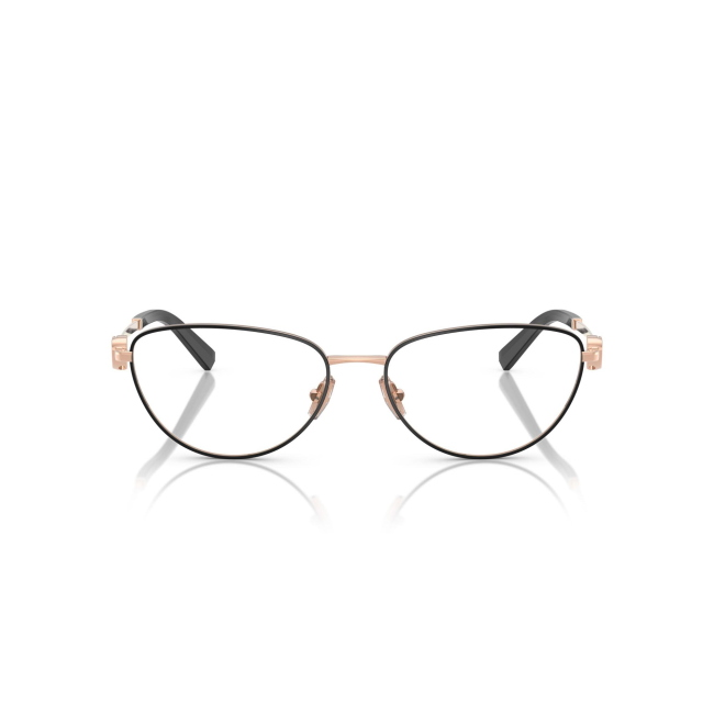 Tiffany & Co. TF 1164-B col. 6105 è una montatura da vista da donna in metallo nero su oro rosa, dalla forma ovale e calibro 54.