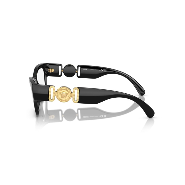 Versace VE 3367U col. GB1 è una montatura da vista da donna in acetato nero lucido, dalla forma cat eye e calibro 54.