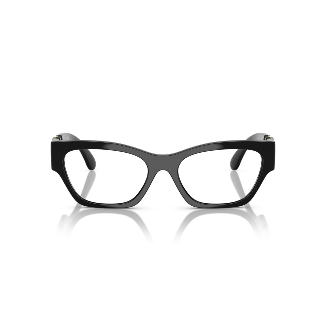 Versace VE 3367U col. GB1 è una montatura da vista da donna in acetato nero lucido, dalla forma cat eye e calibro 54.