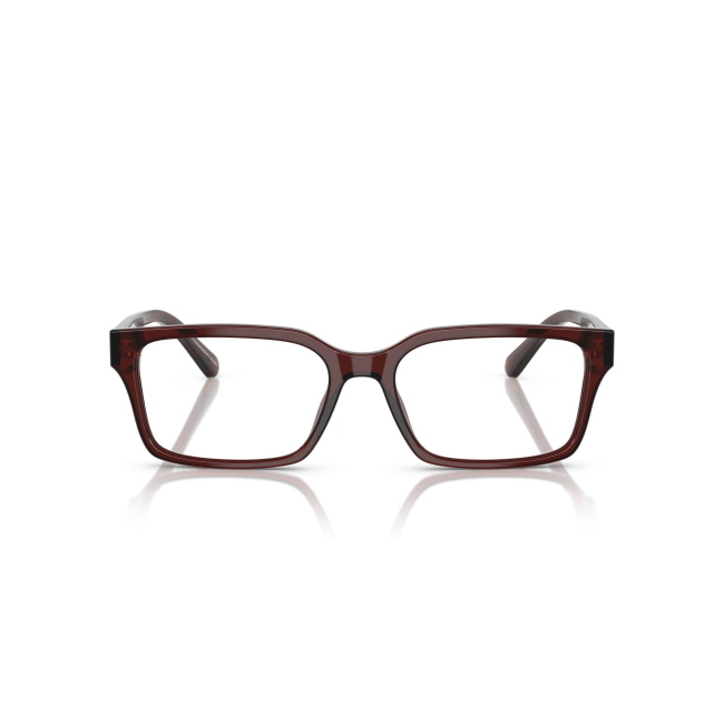 Emporio Armani EA 3244 col. 6174 è una montatura da vista da uomo in acetato marrone trasparente, dalla forma rettangolare e calibro 55.