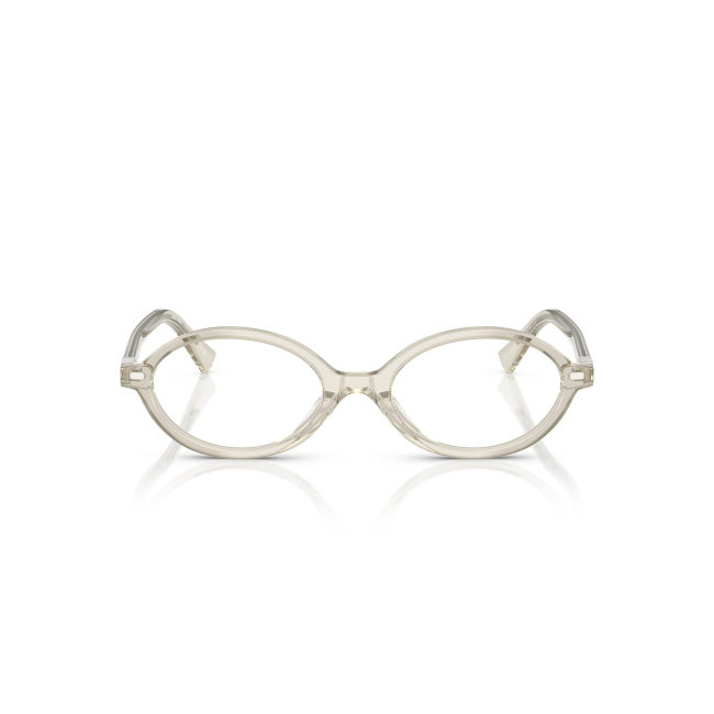 Miu Miu VMU 01X col. 12U-1O1 è una montatura da vista da donna in acetato canapa trasparente, dalla forma ovale e calibro 50.