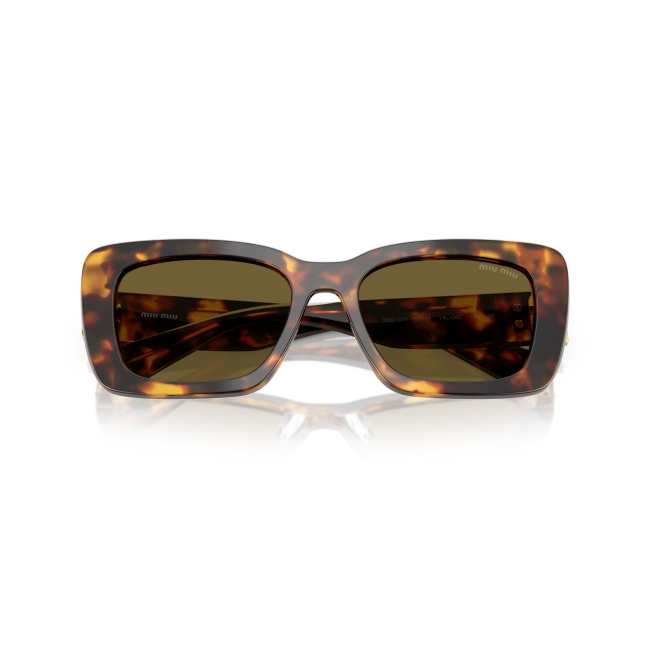 Miu Miu SMU 07Y col. 14L-09Z è un occhiale da sole da donna in acetato marrone tartarugato, dalla forma rettangolare e calibro 53.