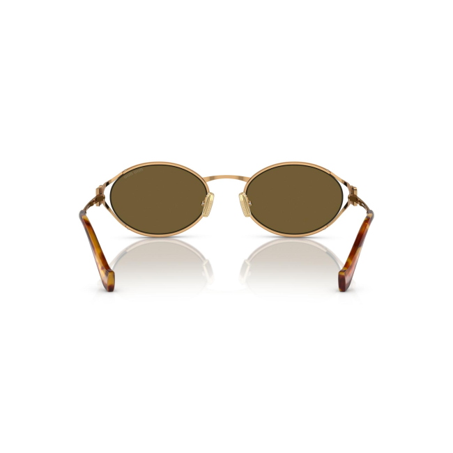 Miu Miu SMU 52Y col. 7OE-01T è un occhiale da sole da donna in metallo oro ottone, dalla forma ovale e calibro 54.