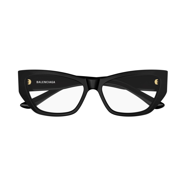 Balenciaga BB0372O col. 001 è una montatura da vista in acetato nero lucido e calibro 55.
