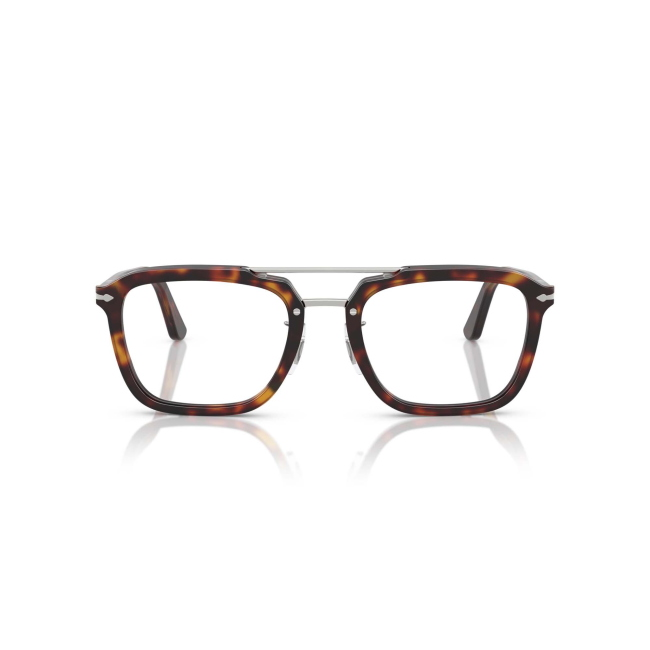 Persol PO 0204V col. 24 è una montatura da vista da donna in acetato marrone tartarugato, dalla forma squadrata e calibro 54.