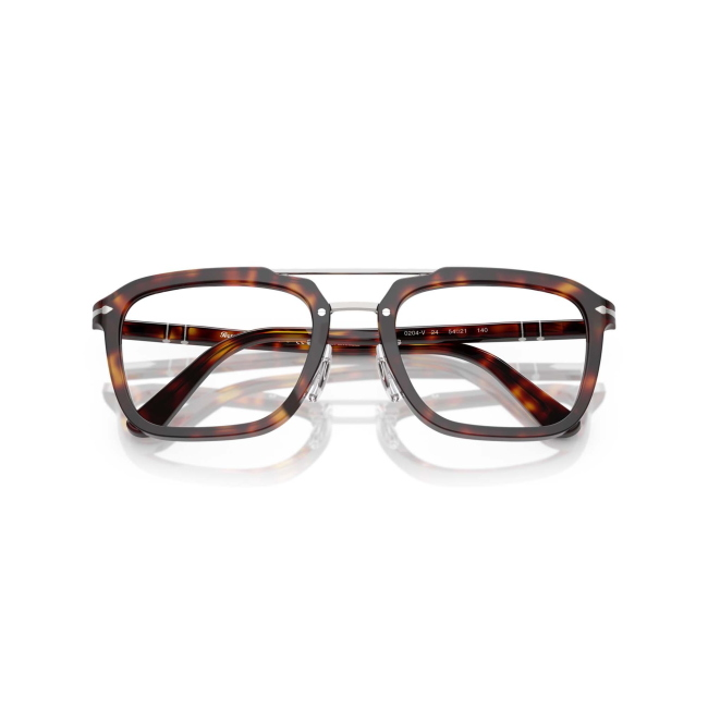 Persol PO 0204V col. 24 è una montatura da vista da donna in acetato marrone tartarugato, dalla forma squadrata e calibro 54.