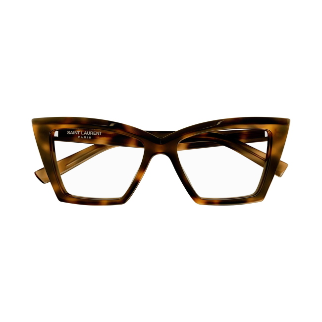 Saint Laurent SL 657 OPT col. 002 è una montatura da vista da donna in acetato marrone tartarugato e calibro 54.