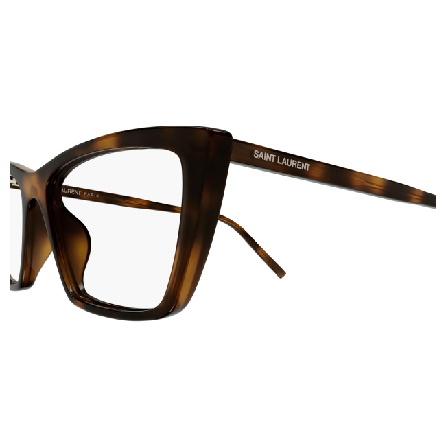 Saint Laurent SL 737 MICA THIN OPT col. 003 è una montatura da vista da donna in acetato marrone tartarugato e calibro 54.