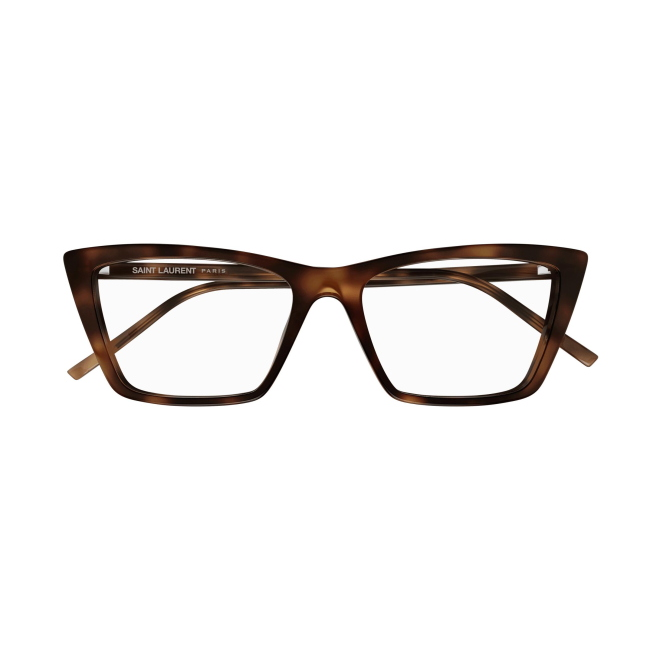 Saint Laurent SL 737 MICA THIN OPT col. 003 è una montatura da vista da donna in acetato marrone tartarugato e calibro 54.
