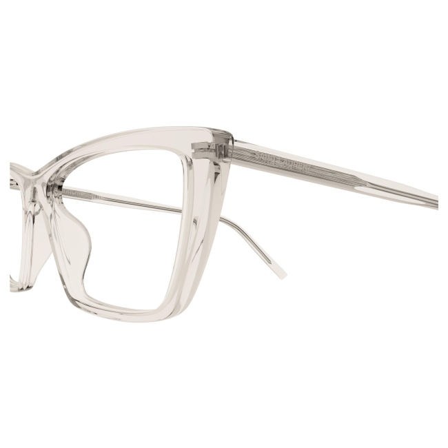 Saint Laurent SL 737 MICA THIN OPT col. 004 è una montatura da vista da donna in acetato trasparente e calibro 54.