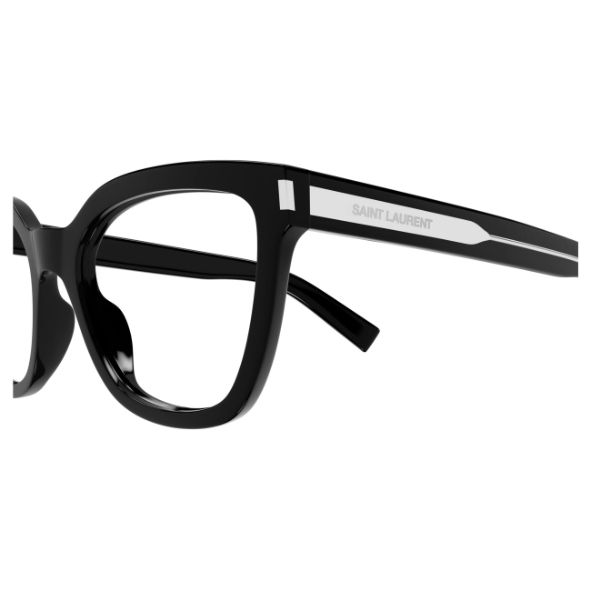 Saint Laurent SL 748 col. 001 è una montatura da vista in acetato nero lucido e calibro 54.