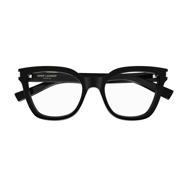 Saint Laurent SL 748 col. 001 è una montatura da vista in acetato nero lucido e calibro 54.