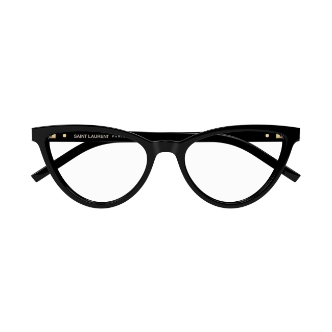 Saint Laurent SL M138 col. 001 è una montatura da vista da donna in acetato nero lucido e calibro 55.
