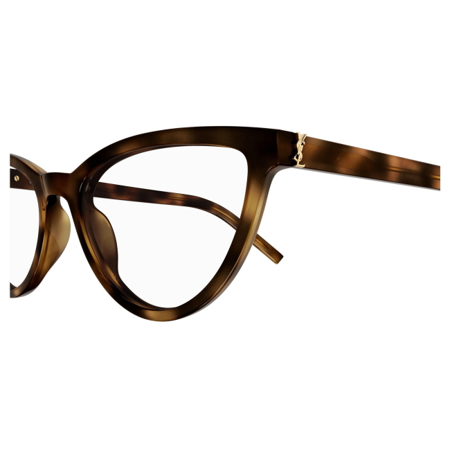 Saint Laurent SL M138 col. 003 è una montatura da vista in acetato marrone tartarugato e calibro 55.