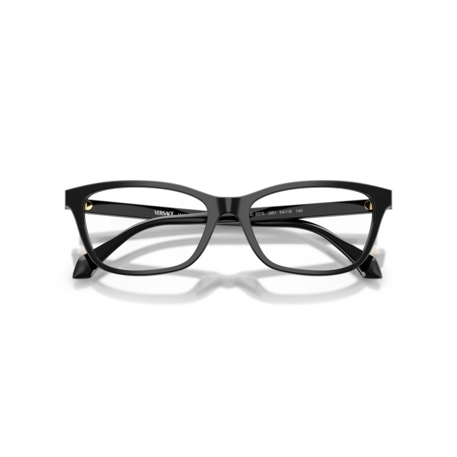 Versace VE 3375 col. GB1 è una montatura da vista da donna in acetato nero lucido, dalla forma cat eye e calibro 54.