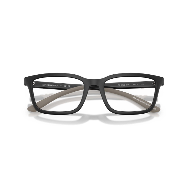 Emporio Armani EA 3259 col. 5001 è una montatura da vista da uomo in acetato nero opaco, dalla forma rettangolare e calibro 56.
