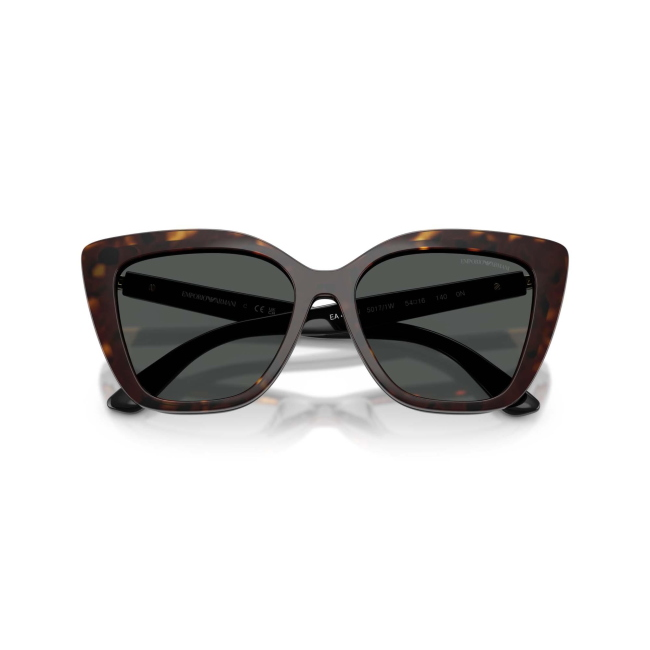 Emporio Armani EA 4254U col. 5017/1W è un occhiale da sole da donna in acetato nero lucido, dalla forma cat eye e calibro 54.