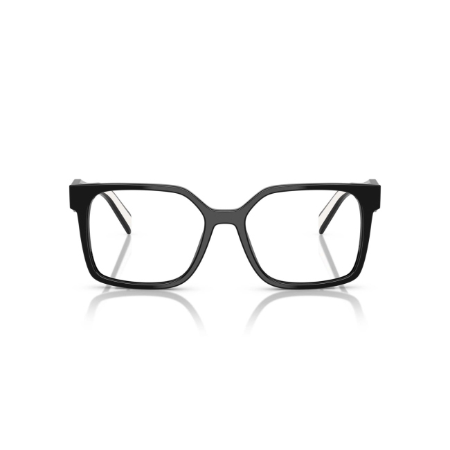 Prada VPR B03 col. 16K-1O1 è una montatura da vista da donna in acetato nero e bianco, dalla forma rettangolare e calibro 54.