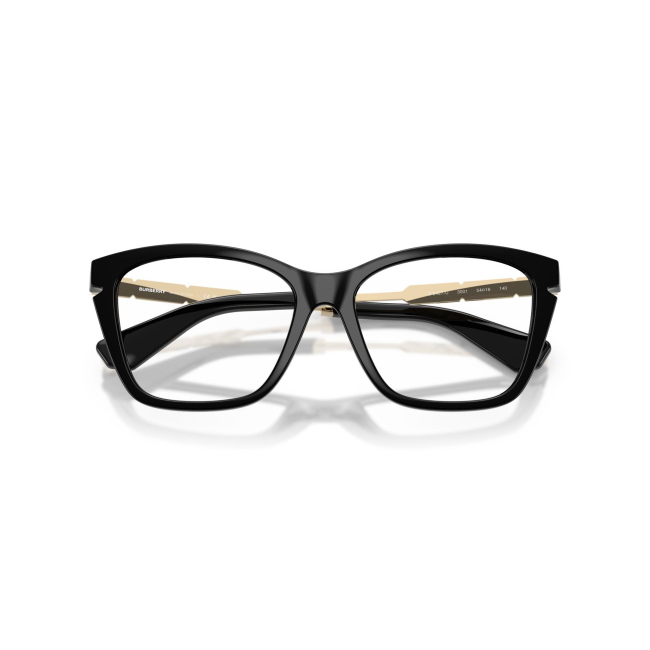 Burberry BE 2427U col. 3001 è una montatura da vista da donna in acetato nero lucido, dalla forma cat eye e calibro 54.