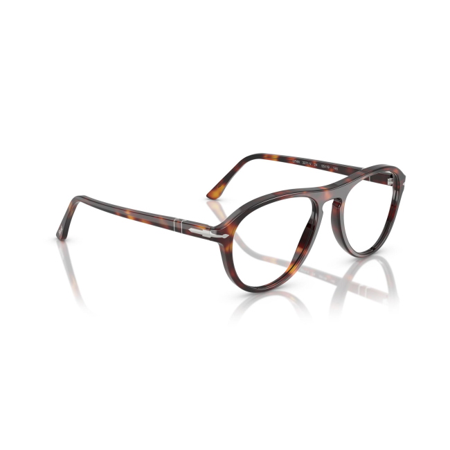 Persol PO 3371V LYNN col. 24 è una montatura da vista da donna in acetato marrone tartarugato, dalla forma pilot e calibro 53.