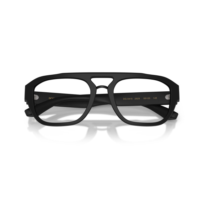Dolce & Gabbana DG 3415 col. 2525 è una montatura da vista da uomo in acetato nero satinato, dalla forma pilot e calibro 55.