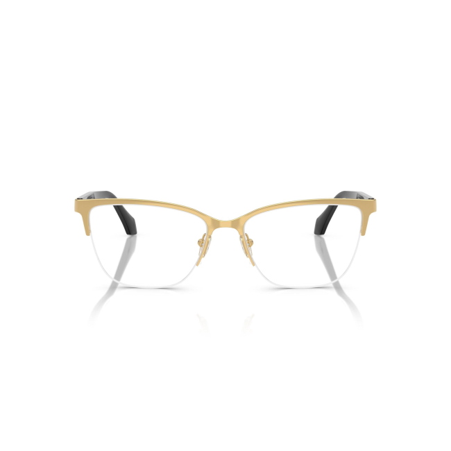 Versace VE 1304 col. 1002 è una montatura da vista da donna in metallo oro e celluloide nero, dalla forma cat eye e calibro 54.