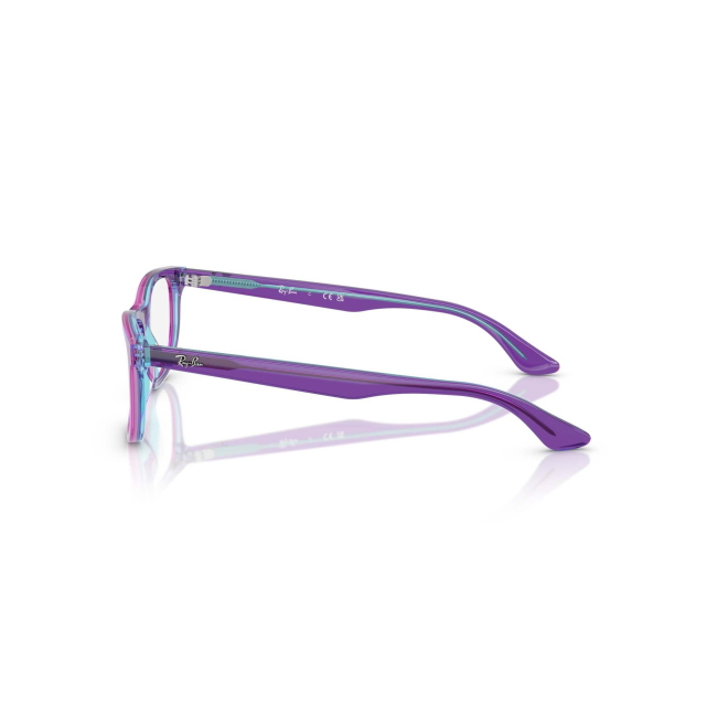 Ray-Ban Junior RY 1642 col. 3997 è una montatura da vista in acetato viola trasparente e azzurro e calibro 46.
