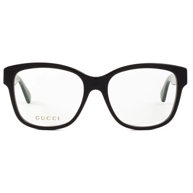 Gucci GG 0038 ON col. 011 è una montatura da vista in acetato nero lucido e calibro 54.