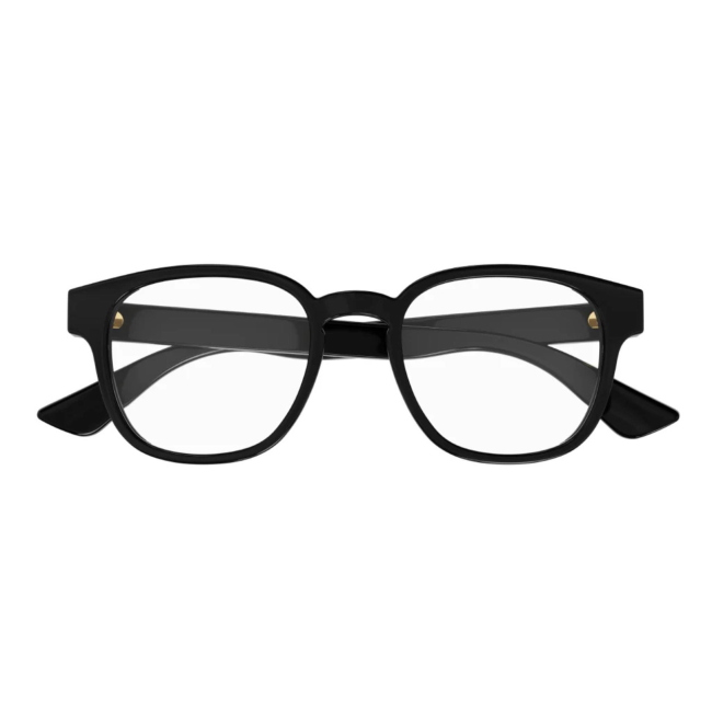 Gucci GG 1343 O col. 001 è una montatura da vista da uomo in acetato nero lucido e calibro 49.