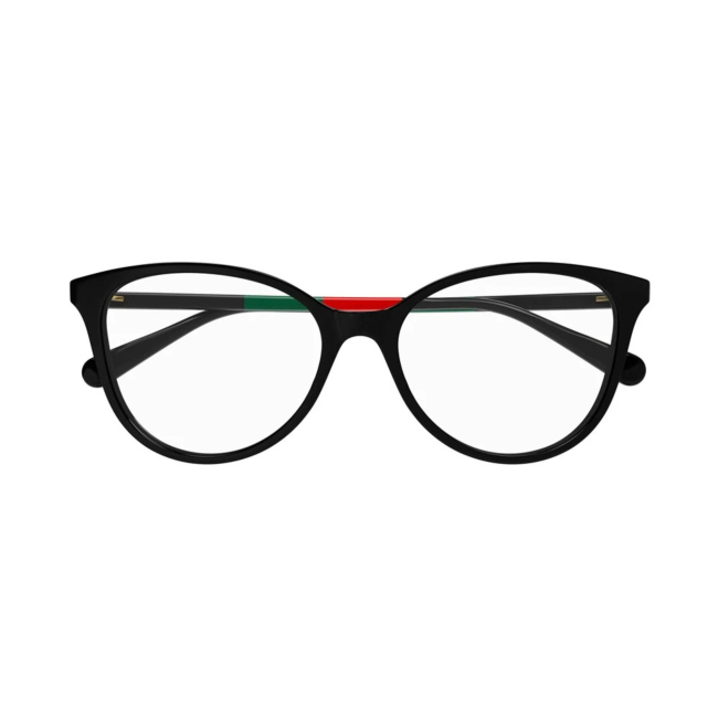 Gucci GG 1359 O col. 005 è una montatura da vista da donna in acetato nero lucido e calibro 54.