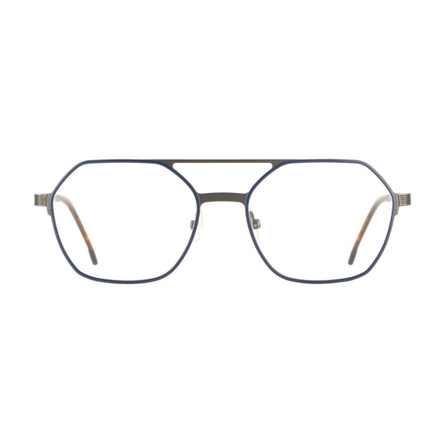 Vanni Uomo V6354 Col.C147 Cal.54: occhiale da vista, calibro 54, colore C147. Materiale/finitura metallo blu gunmetal, colore principale blu.