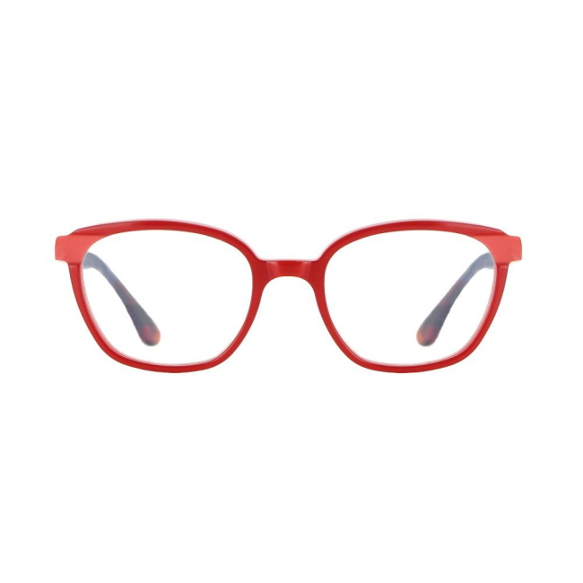 Vanni Eyewear V1714 Col.A82 Cal.51: occhiale da vista, calibro 51, colore A82. Materiale/finitura celluloide nero e rosso, colore principale rosso.