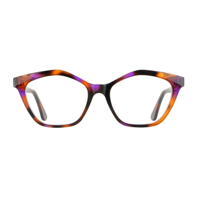 Vanni Eyewear V3500 Col.A95 Cal.52: occhiale da vista, calibro 52, colore A95. Materiale/finitura celluloide havana marrone e viola.