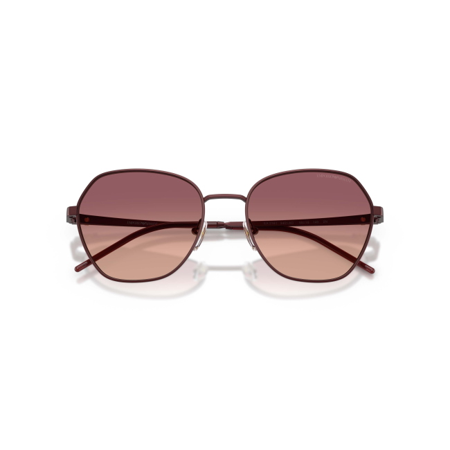 Emporio Armani EA 2161 Col.3401/8D Cal.55: occhiale da sole, calibro 55, colore 3401/8D. Materiale/finitura metallo bordeaux opaco, colore principale bordeaux, lenti rosa sfumato viola.