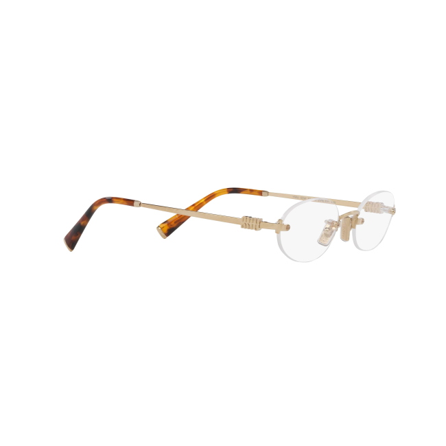 Miu Miu VMU 53W Col.ZVN-1O1 Cal.53: occhiale da vista, calibro 53, colore ZVN-1O1. Materiale/finitura metallo oro pallido, colore principale oro.