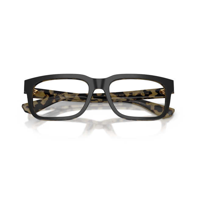 Dolce & Gabbana DG 3432 col. 3404 è una montatura da vista da uomo in acetato nero su havana giallo, dalla forma rettangolare e calibro 56.
