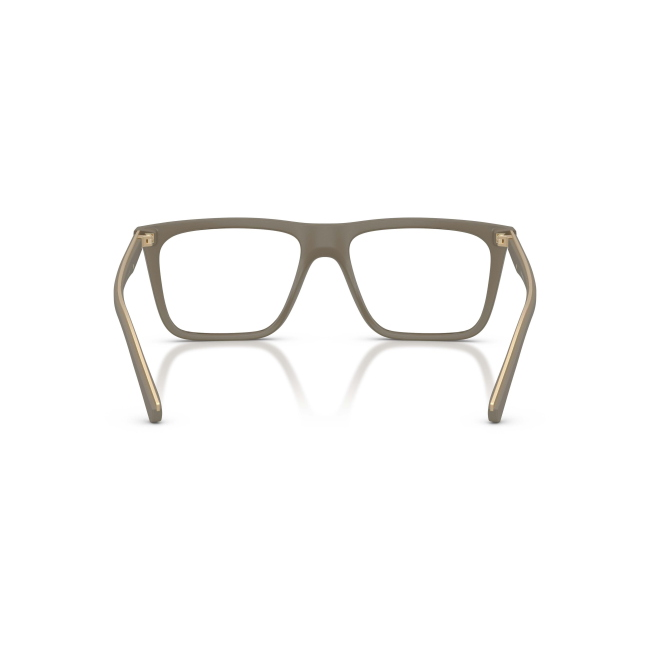 Emporio Armani EA 4258 col. 5437/1W abbina acetato BEIGE SATINATO a un profilo Squadrata. Calibro 54, con una presenza ben definita sul viso.