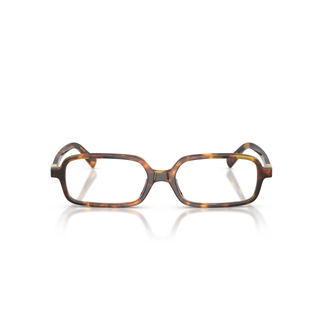 Miu Miu VMU 01Y col. 14L-1O1 è una montatura da vista da donna in acetato marrone tartarugato, dalla forma rettangolare e calibro 51.