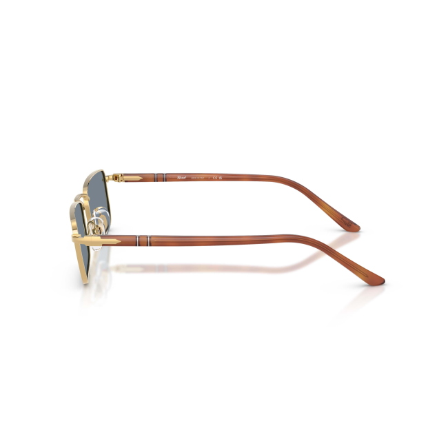 Persol PO 1025S Col.1132/56 Cal.57: occhiale da sole, calibro 57, colore 1132/56. Materiale/finitura metallo oro e celluloide terra di siena, colore principale oro, lenti blu.