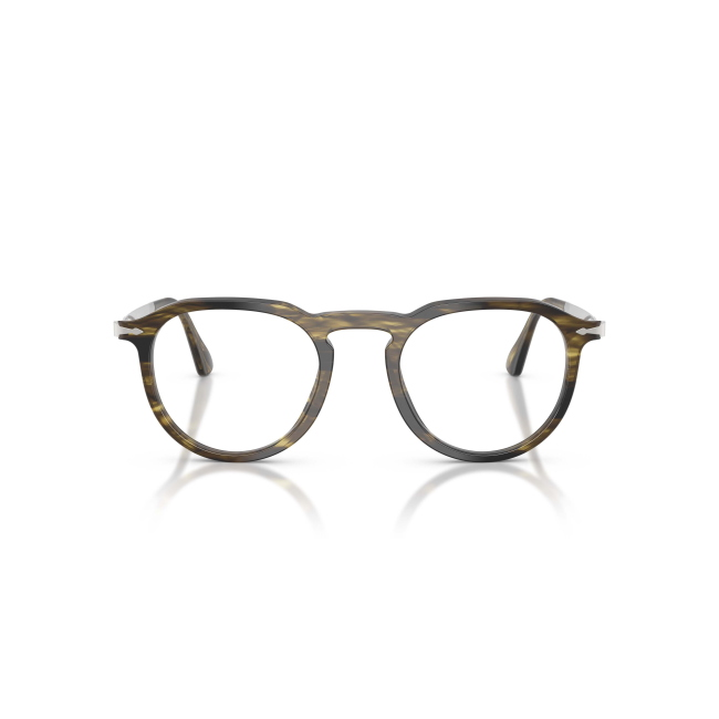 Persol PO 3387V Col.1237 Cal.51: occhiale da vista, calibro 51, colore 1237. Materiale/finitura celluloide striato nero e verde oliva, colore principale verde.