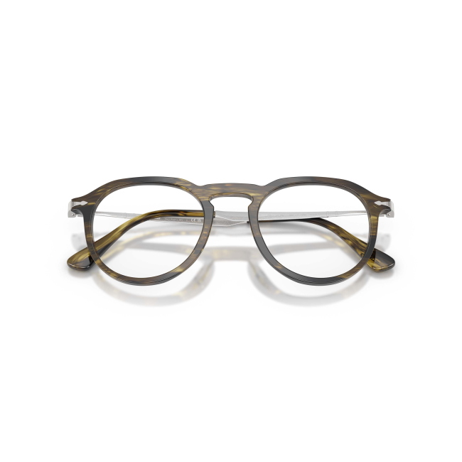 Persol PO 3387V Col.1237 Cal.51: occhiale da vista, calibro 51, colore 1237. Materiale/finitura celluloide striato nero e verde oliva, colore principale verde.