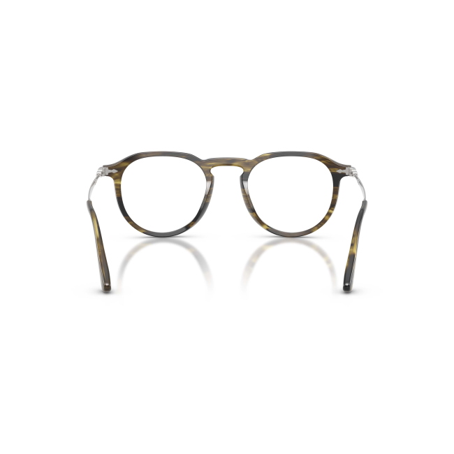 Persol PO 3387V Col.1237 Cal.51: occhiale da vista, calibro 51, colore 1237. Materiale/finitura celluloide striato nero e verde oliva, colore principale verde.